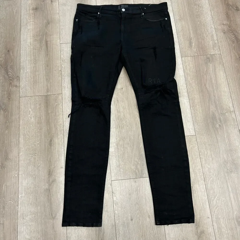 RTA Black Distressed Skinny Slim Jeans Pants size 36 B30